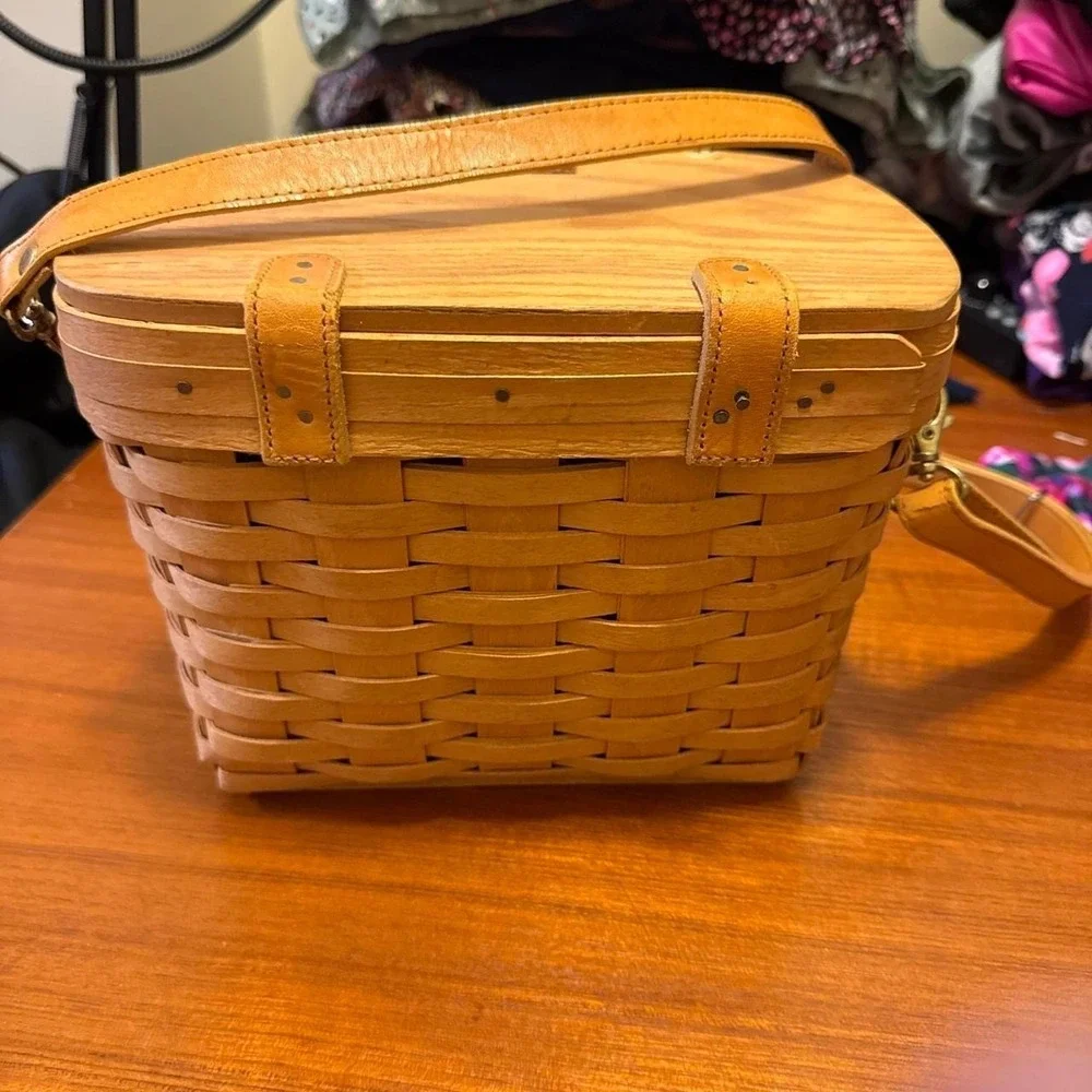 Longaberger Vintage Woven Wood basket Purse with Liner